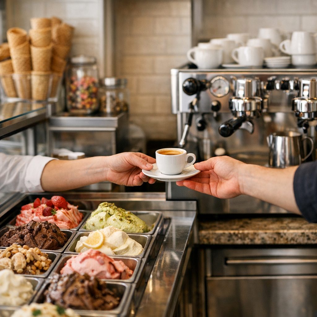 Beim Affogato müssen Gelato und Espresso gleichzeitig bereitstehen – Bild 2