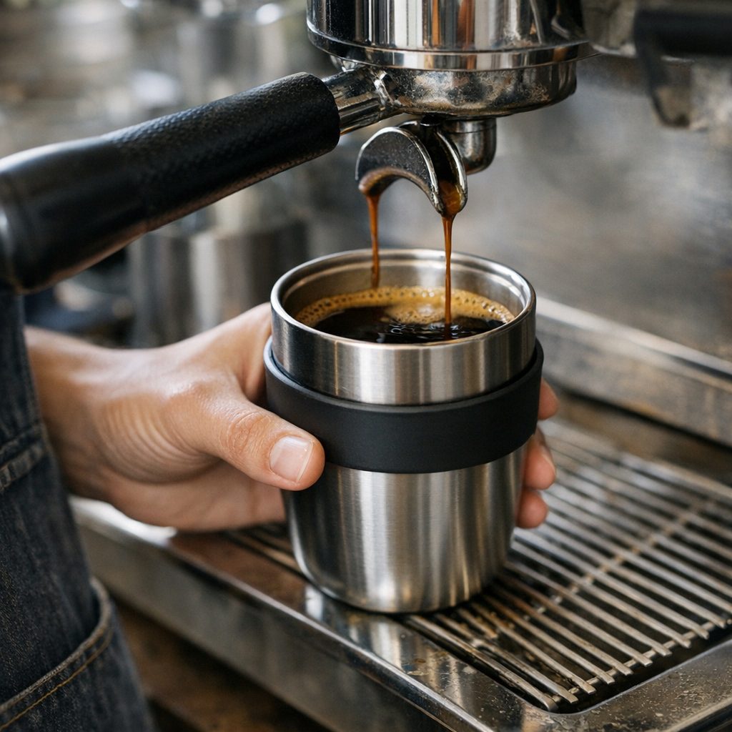 Mehrwegbecher in der Kaffeebar von der Annahme bis zur Ausgabe – Bild 3