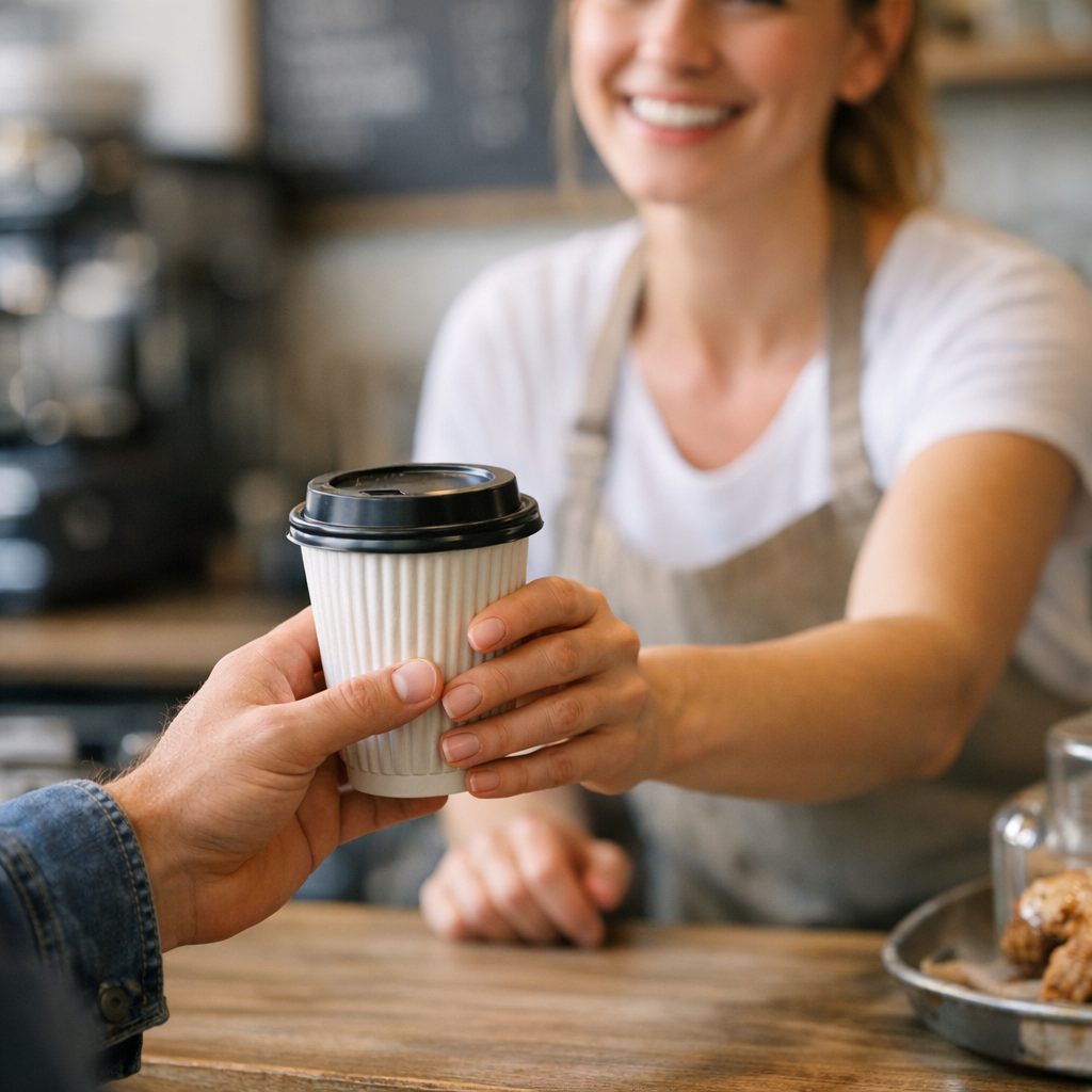 Mehrwegbecher in der Kaffeebar von der Annahme bis zur Ausgabe – Bild 5